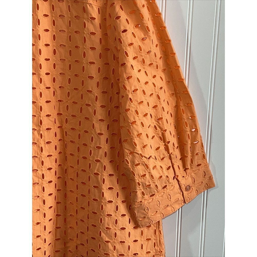Denim & Co Button Front Top With Tank Women’s 2XLarge Orange 3/4 Sleeve Cottage - Picture 7 of 10